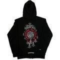 Black Chrome Hoodie With Red Cross
