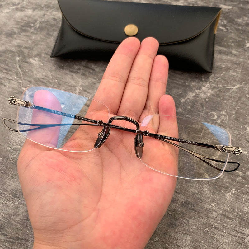 Chrome Hearts Black Rimeless Slim Glasses