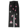 Chrome Hearts Fleur Knee Leather Cross Patch Pants