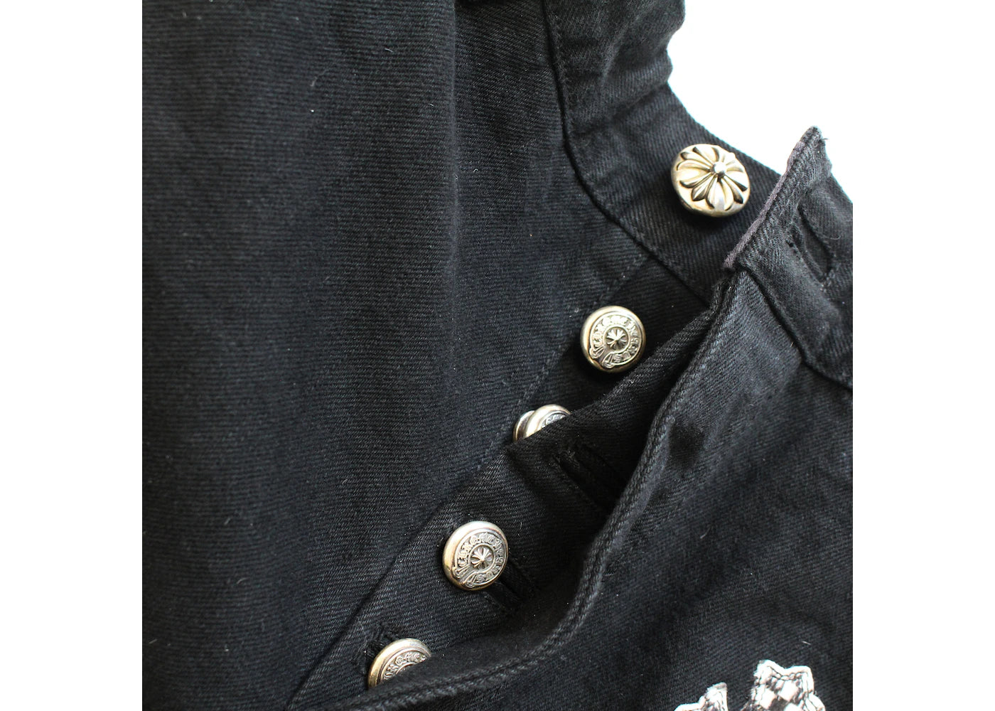 Chrome Hearts Pink & Checkered Cross Patch Fleurknee Jeans