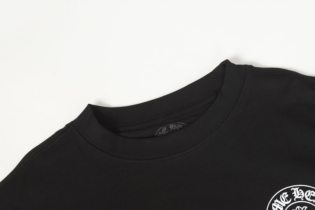 Chrome Hearts Logo Flag Long Sleeve Tee - Black White Gothic Street T-Shirt K2126