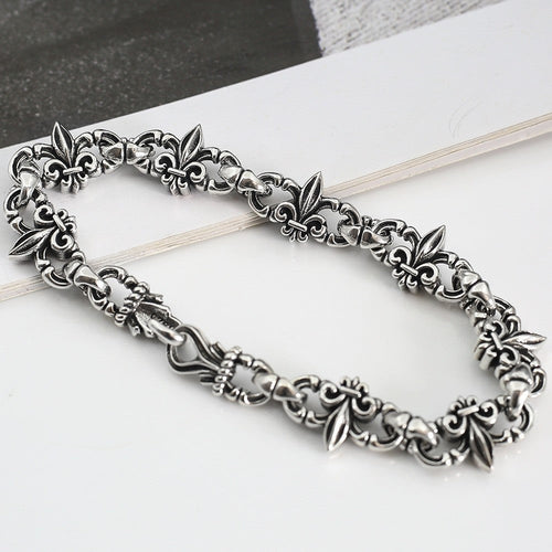 Chrome Hearts 925 Sterling silver Vitange Gothic fleur-de-lis Crown bracelet