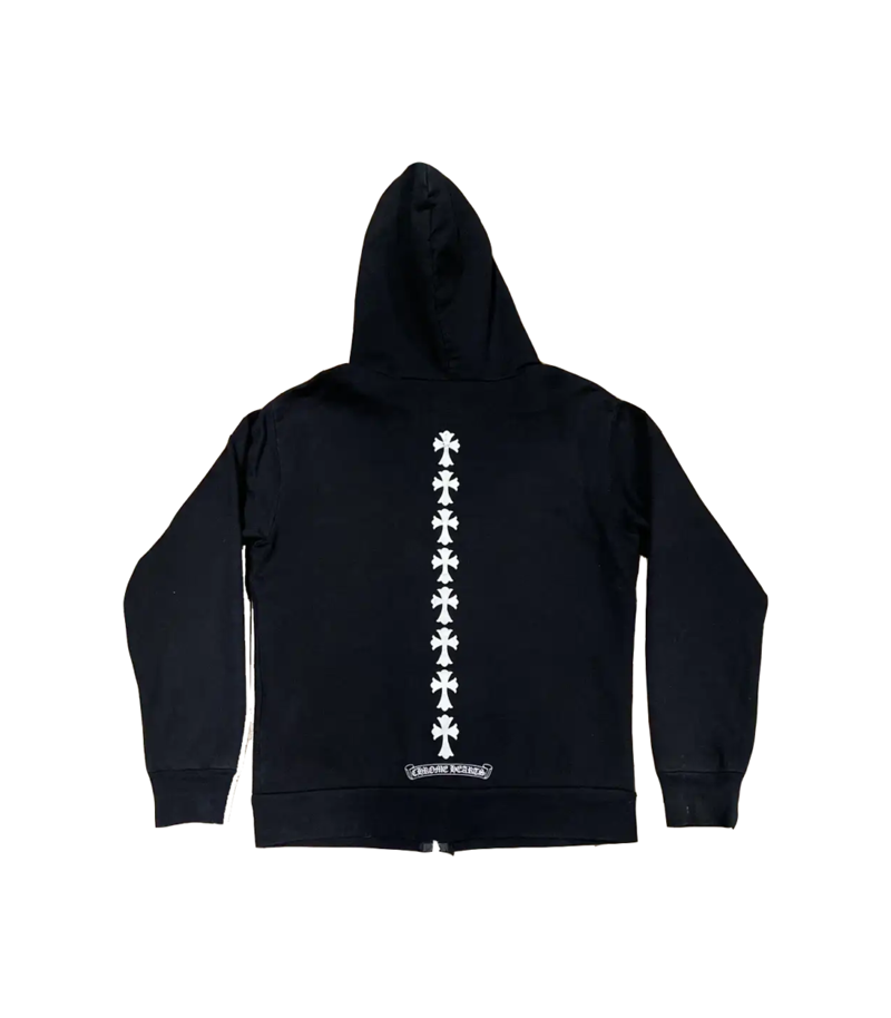 Chrome Hearts Triple Cross Logo Zip Up Hoodie