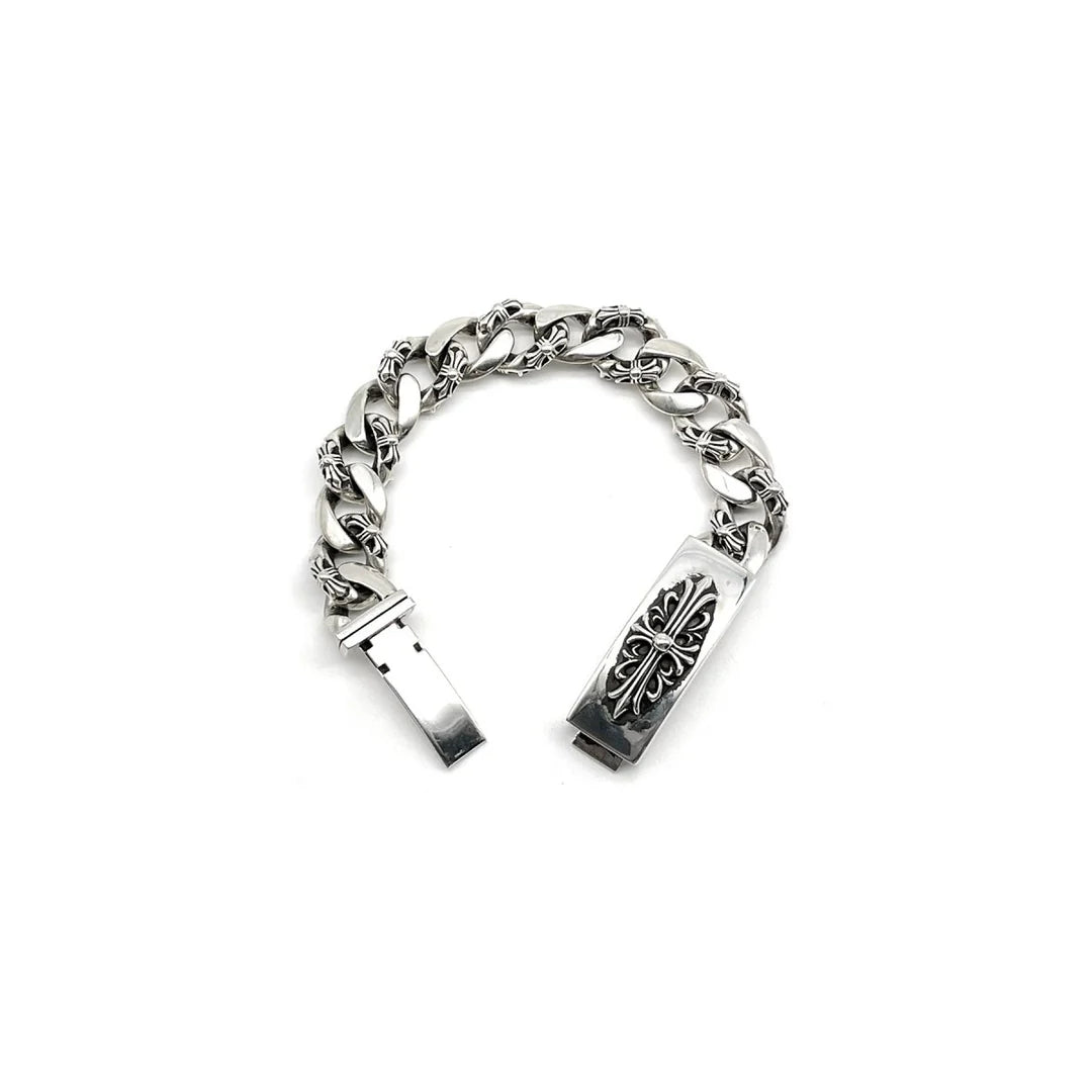 Chrome Hearts 925 Sterling silver Thick Domineering Cross Bracelet